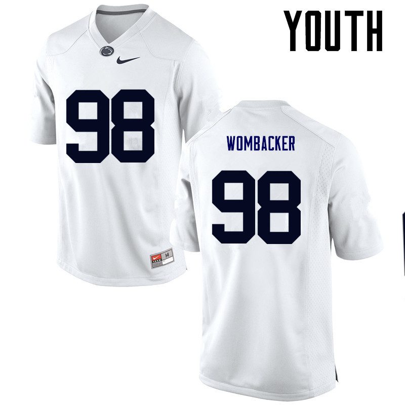 Youth Penn State Nittany Lions #98 Jordan Wombacker College Football Jerseys-White